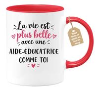 Café-Croissant - Mug Vie Plus Belle Avec Une Aide Éducatrice Comme Toi - Ro | Un cadeau parfait pour une amie spéciale Aide-éducatrice