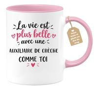 Café-Croissant - Mug Vie Plus Belle Avec Une Auxiliaire De Crèche Comme Toi | Un cadeau parfait pour une amie spéciale Auxiliaire De Crèche