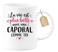 Café-Croissant - Mug Vie Plus Belle Avec Une Caporal Comme Toi - Blanc/Céra | Un cadeau parfait pour une amie spéciale Caporal