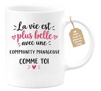 Café-Croissant - Mug Vie Plus Belle Avec Une Community Manageuse Comme Toi | Un cadeau parfait pour une amie spéciale Community Manageuse