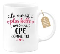 Café-Croissant - Mug Vie Plus Belle Avec Une CPE Comme Toi - Blanc/Céramiqu | Un cadeau parfait pour une amie spéciale CPE