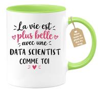Café-Croissant - Mug Vie Plus Belle Avec Une Data Scientist Comme Toi - Ver | Un cadeau parfait pour une amie spéciale Data Scientist