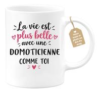Café-Croissant - Mug Vie Plus Belle Avec Une Domoticienne Comme Toi - Blanc | Un cadeau parfait pour une amie spéciale Domoticienne