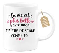 Café-Croissant - Mug Vie Plus Belle Avec Une Maître De Stage Comme Toi - Bl | Un cadeau parfait pour une amie spéciale Maître De Stage