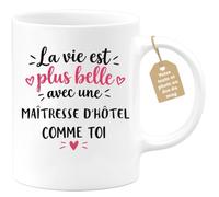Café-Croissant - Mug Vie Plus Belle Avec Une Maîtresse D'hôtel Comme Toi - | Un cadeau parfait pour une amie spéciale Maîtresse D'hôtel
