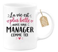 Café-Croissant - Mug Vie Plus Belle Avec Une Manager Comme Toi - Blanc/Céra | Un cadeau parfait pour une amie spéciale Manager