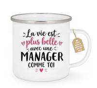 Café-Croissant - Mug Vie Plus Belle Avec Une Manager Comme Toi - Blanc/Emai | Un cadeau parfait pour une amie spéciale Manager