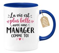 Café-Croissant - Mug Vie Plus Belle Avec Une Manager Comme Toi - Bleu/Céram | Un cadeau parfait pour une amie spéciale Manager