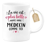 Café-Croissant - Mug Vie Plus Belle Avec Une Médecin Comme Toi - Blanc/Céra | Un cadeau parfait pour une amie spéciale Médecin