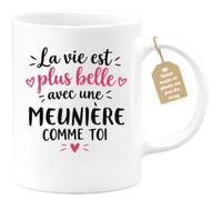 Café-Croissant - Mug Vie Plus Belle Avec Une Meunière Comme Toi - Blanc/Cér | Un cadeau parfait pour une amie spéciale Meunière