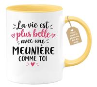 Café-Croissant - Mug Vie Plus Belle Avec Une Meunière Comme Toi - Jaune/Cér | Un cadeau parfait pour une amie spéciale Meunière