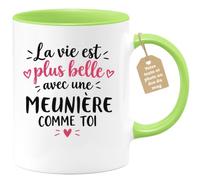 Café-Croissant - Mug Vie Plus Belle Avec Une Meunière Comme Toi - Vert/Céra | Un cadeau parfait pour une amie spéciale Meunière
