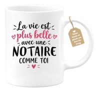 Café-Croissant - Mug Vie Plus Belle Avec Une Notaire Comme Toi - Blanc/Céra | Un cadeau parfait pour une amie spéciale Notaire