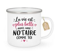 Café-Croissant - Mug Vie Plus Belle Avec Une Notaire Comme Toi - Blanc/Emai | Un cadeau parfait pour une amie spéciale Notaire