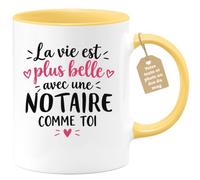Café-Croissant - Mug Vie Plus Belle Avec Une Notaire Comme Toi - Jaune/Céra | Un cadeau parfait pour une amie spéciale Notaire