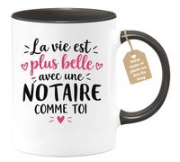Café-Croissant - Mug Vie Plus Belle Avec Une Notaire Comme Toi - Noir/Céram | Un cadeau parfait pour une amie spéciale Notaire
