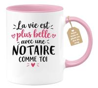 Café-Croissant - Mug Vie Plus Belle Avec Une Notaire Comme Toi - Rose/Céram | Un cadeau parfait pour une amie spéciale Notaire