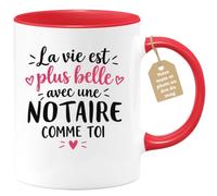 Café-Croissant - Mug Vie Plus Belle Avec Une Notaire Comme Toi - Rouge/Céra | Un cadeau parfait pour une amie spéciale Notaire