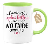 Café-Croissant - Mug Vie Plus Belle Avec Une Notaire Comme Toi - Vert/Céram | Un cadeau parfait pour une amie spéciale Notaire