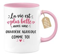 Café-Croissant - Mug Vie Plus Belle Avec Une Ouvrière Agricole Comme Toi - | Un cadeau parfait pour une amie spéciale Ouvrière Agricole