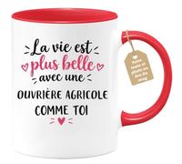 Café-Croissant - Mug Vie Plus Belle Avec Une Ouvrière Agricole Comme Toi - | Un cadeau parfait pour une amie spéciale Ouvrière Agricole