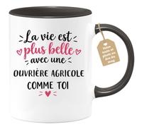 Café-Croissant - Mug Vie Plus Belle Avec Une Ouvrière Agricole Comme Toi - | Un cadeau parfait pour une amie spéciale Ouvrière Agricole