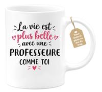 Café-Croissant - Mug Vie Plus Belle Avec Une Professeure Comme Toi - Blanc/ | Un cadeau parfait pour une amie spéciale Professeure