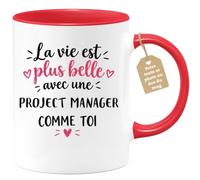 Café-Croissant - Mug Vie Plus Belle Avec Une Project Manager Comme Toi - Ro | Un cadeau parfait pour une amie spéciale Project Manager