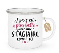 Café-Croissant - Mug Vie Plus Belle Avec Une Stagiaire Comme Toi - Blanc/Em | Un cadeau parfait pour une amie spéciale Stagiaire