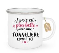 Café-Croissant - Mug Vie Plus Belle Avec Une Tonnelière Comme Toi - Blanc/E | Un cadeau parfait pour une amie spéciale Tonnelière
