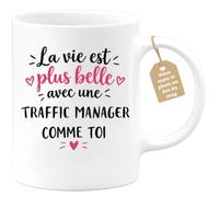 Café-Croissant - Mug Vie Plus Belle Avec Une Traffic Manager Comme Toi - Bl | Un cadeau parfait pour une amie spéciale Traffic Manager