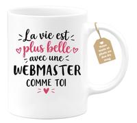 Café-Croissant - Mug Vie Plus Belle Avec Une Webmaster Comme Toi - Blanc/Cé | Un cadeau parfait pour une amie spéciale Webmaster
