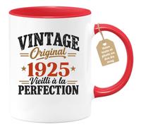 Café-Croissant - Mug Vintage Original 1925 Vieilli Perfection Cadeau 101 An | Design humour original pour hommes, anniversaire 1925