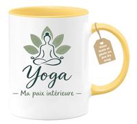 Café-Croissant - Mug Yoga Ma Paix Intérieure, Cadeau Décontracté - Jaune/Cé | Mug inspirant pour les amateurs de yoga, paix intérieure