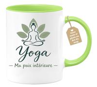 Café-Croissant - Mug Yoga Ma Paix Intérieure, Cadeau Décontracté - Vert/Cér | Mug inspirant pour les amateurs de yoga, paix intérieure