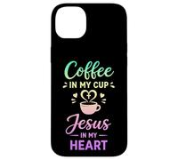Café dans ma Tasse Jésus dans Mon cœur Foi chrétienne Coque pour iPhone 14 Plus