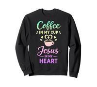 Café dans ma Tasse Jésus dans Mon cœur Foi chrétienne Sweatshirt