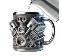 Café de conception de moteur - Tasse de boisson en acier inoxydable, boisson de voyage créative | Drinkware de thé unique de l'après-midi du matin, tasse de studio de garage de nouveauté isolée avec u