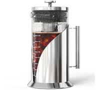 Cafe Du Chateau Cafetière à froid avec filtre en acier inoxydable de qualité 304 - Corps en verre borosilicate - Joints en silicone double couche hermétiques - 1 L