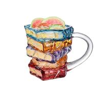 Café En Forme De Livre | Verre Coloré En Forme De Livre Pour Boissons De Bar 350 ml | Tasses à Café Vintage - Idéal pour Pique-Nique Saisons Froides Aventure Randonnée Thé Camping Jeux