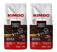 Café en grains KIMBO Barista Espresso Napoli, torréfaction foncée, intensité 10/13, torréfaction italienne, 2 sachets de 1 kg