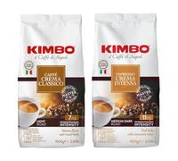 Café en grains Kimbo Crema Classico et Crema Intensa 1 kg x 2