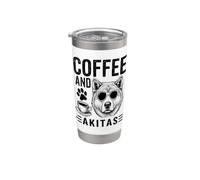 Café et Akitas Funny Akita Gobelet isotherme en acier inoxydable double paroi