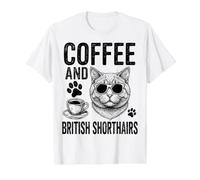 Café et British Shorthairs Funny British Shorthair T-Shirt Graphique avec Valeur