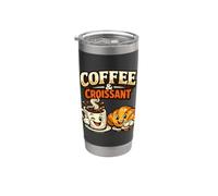 Café et croissant mignon petit déjeuner café gourmand art foi Gobelet isotherme en acier inoxydable double paroi