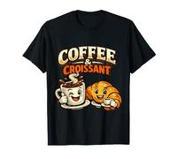 Café et Croissant Mignon Petit déjeuner café Gourmand Art Foi T-Shirt