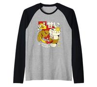 Café et croissant style kawaii dansant petit déjeuner dessin animé Manche Raglan