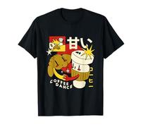 Café et croissant style kawaii dansant petit déjeuner dessin animé T-Shirt