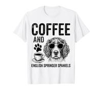 Café et épagneul Springer Anglais T-Shirt Graphique avec Valeur, Homme, Blanc, M