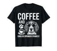 Café et épagneul Springer Anglais T-Shirt Graphique avec Valeur, Homme, Noir, L